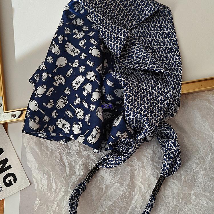 Koreańska damska warstwowa trójkątna jedwabna chusta - modny dodatek do talii na rok 2025 do dżinsów