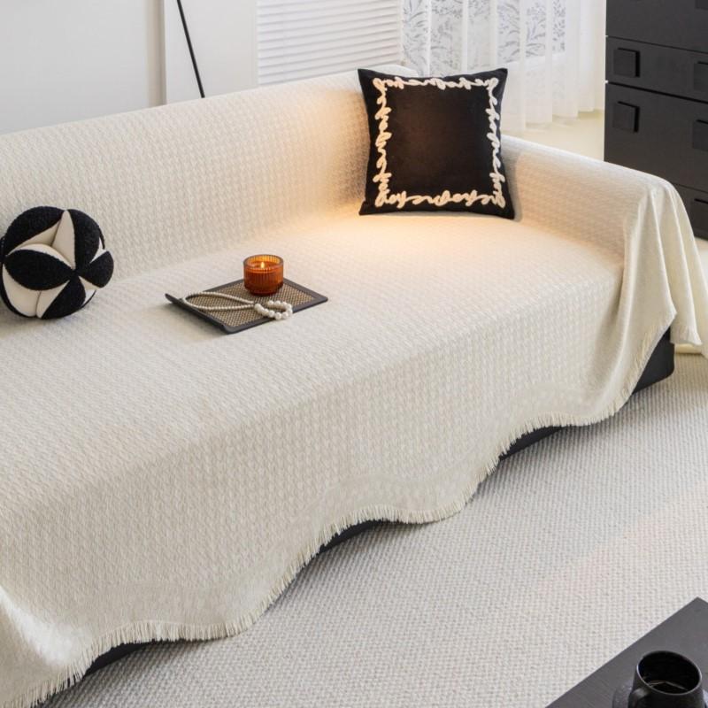 All-Season Universal Minimalist Modern Anti-Cat Scratch Non-Slip Washable Couch Cover Soft Mats  Chenille Sofa Throw Cover
