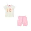 [MIKI HOUSE Hot Biscuits] T-shirt & 6-length Pants Set for Boys, Girls, Babies, Children's Clothing 74-1106-148