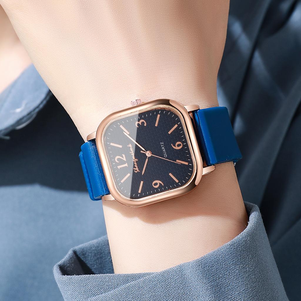 Dámské módní čtvercové křemenné hodinky Dámské silikonové řemínky Analogové náramkové hodinky Reloj Mujer Dívčí hodinky Dárek