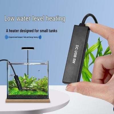 USB Mini Fish & Reptile Heater Stick for Turtle, Betta, Frog Tanks - Low Water Level Compatible