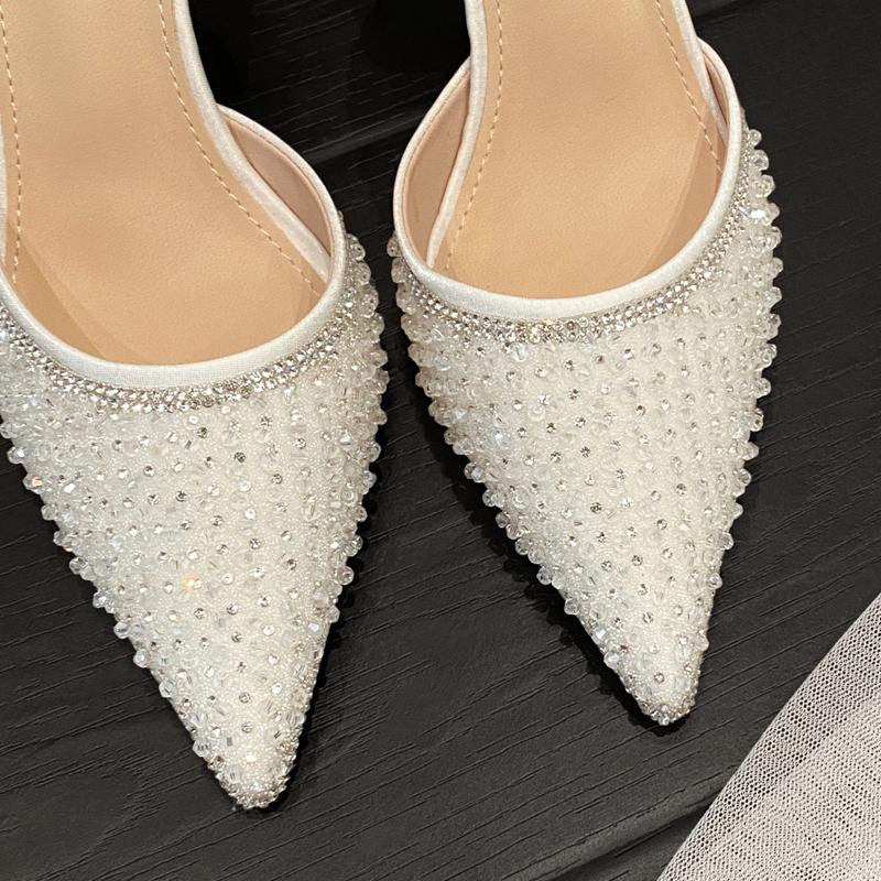 Sandale de vară pentru femei, pantofi cu toc înalt, cu vârf ascuțit, 7 cm, elegante, pentru femei, pantofi simpli