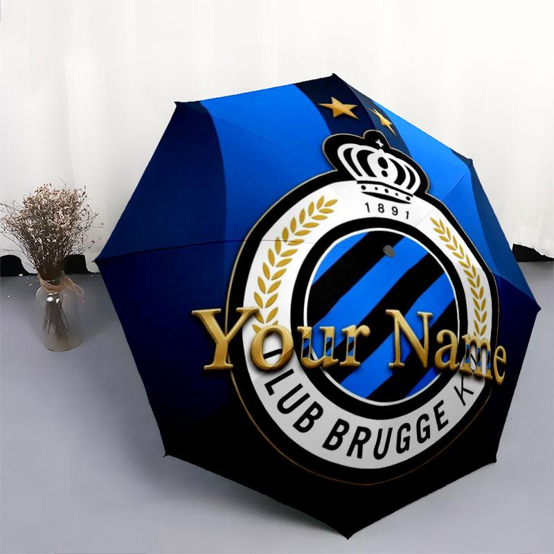 1 PC Automatic Folding Umbrella - Club Brugge KV Custom Name Pattern, Portable & Foldable Design with 8 Ribs, Christmas Birthday Gifts