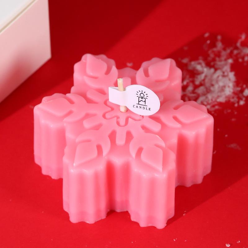

Christmas Snowflake Aroma Candle Creative Shape Fragrance Candle Souvenir Home Decoration Gift Snowflake Pink