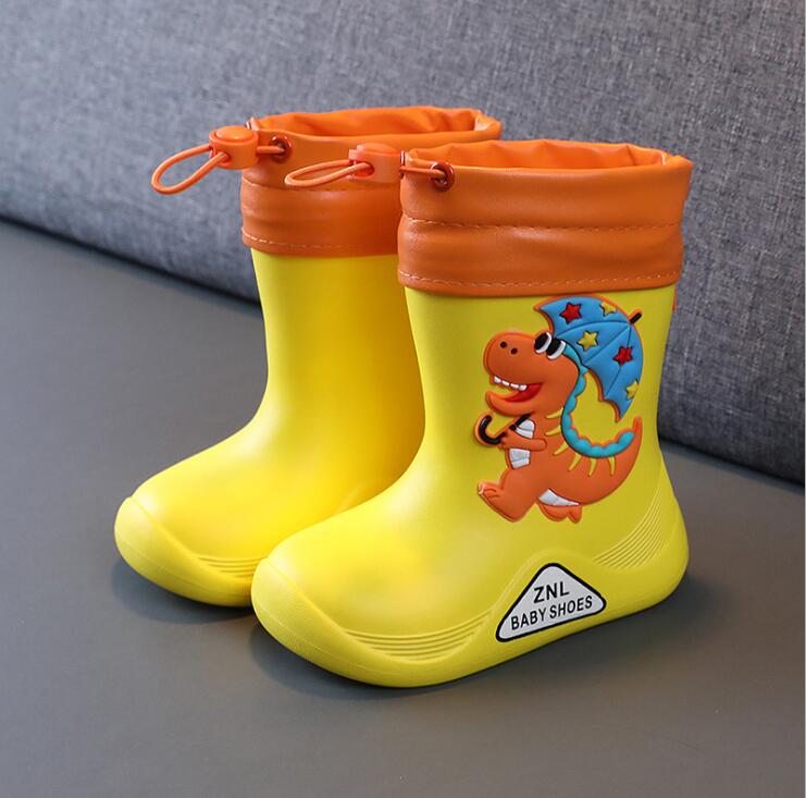 Removable Plush Four Seasons Rain Boots Toddler Waterproof Children Shoes Eva Lightweight Warm Kids Water Shoes
