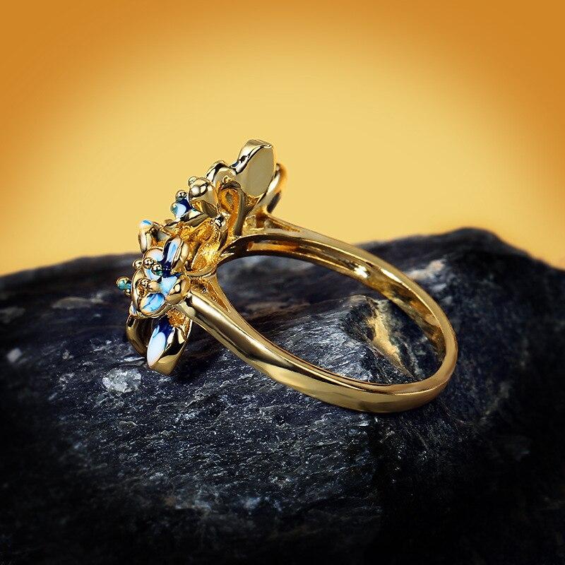 Exquisite Earrings for Women Genuine Gold Color Exquisite Flowers Trendy Fine Jewelry Handmade Enamel Party Earrings