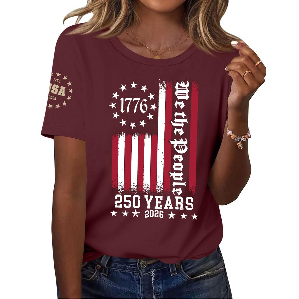 Moda feminina casual estampado manga curta gola redonda pulôver tops