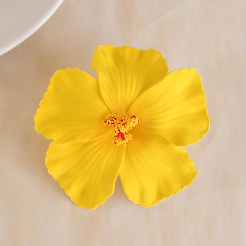 

5/10 шт. Гавайский цветок гибискуса Летний тропический пляж Украшение стола для вечеринки по случаю дня рождения DIY Декор для волос Свадебные искусственные цветы 5Pcs жёлтый