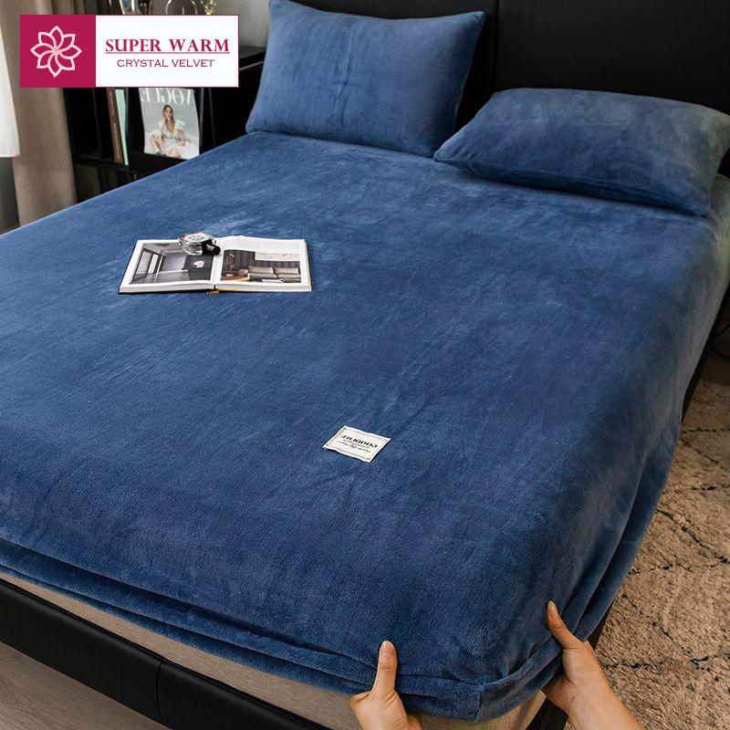 Lenzuolo con angoli in flanella calda con fascia elastica per letto singolo/matrimoniale Coprimaterasso aderente super morbido e caldo Coprimaterasso delicato sulla pelle