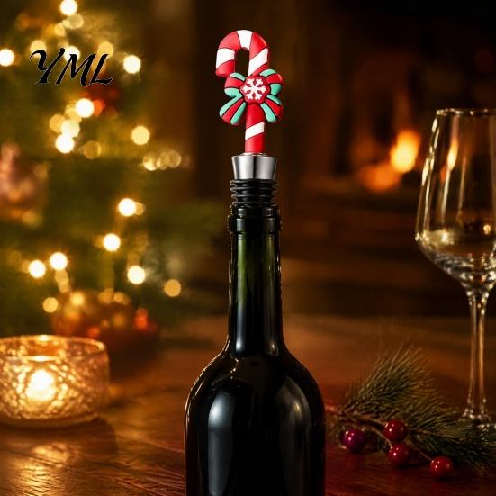 Stainless Steel Wine Stoppers Christmas Bottle Stopper, Reusable Cork, Decorative PVC Cartoon Preservation Tools Toppers Design, Airtight Sealing