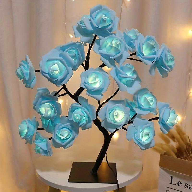 1pc LED Rose Flower Table Lamp - Romantic Fairy Lights with 24 LEDs, USB Powered, Valentine's Day, Christmas, Wedding, Bedroom Decoration, Night Light