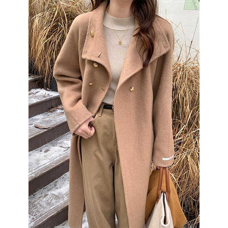 Q660 high-end Albaka retro double-breasted cashmere coat women's daily leisure commuting versatile woolen coat
