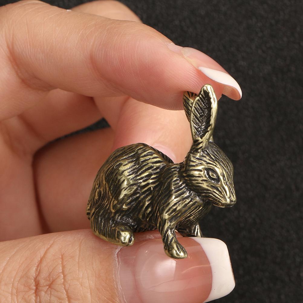 Vintage Brass Rabbit Figurine Desktop Decoration Bunny nament Retro Animal Miniature Figurines For Home