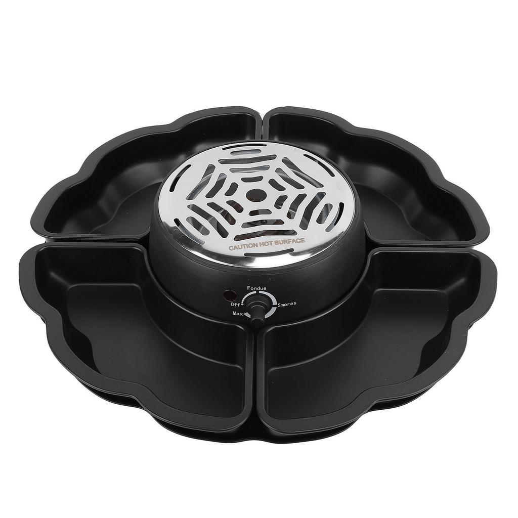 Chocolate Fondue Set Tabletop Indoor Smores Kit Electric Smores Roaster with Detachable Trays for