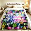 Cat Theme Soft Blanket Personalized Custom Name Text Print Warm Blanket Home Sofa Bedroom Decor