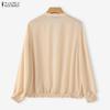 ZANZEA Cardigan Chemisier Décontracté à Manches Longues et Col Rond en Mousseline pour Femme