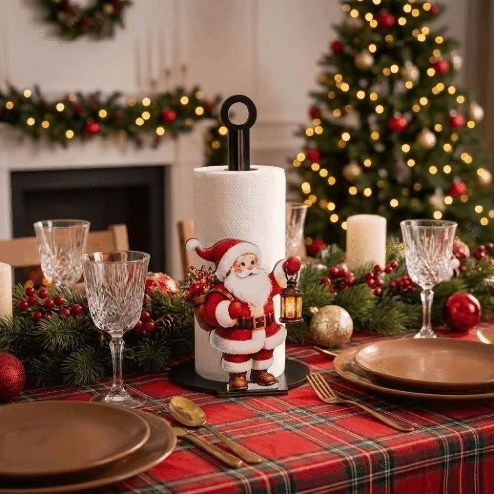 Cartoon Elk Santa Claus Paper Towel Holder For Kitchen Bathroom Dining Room
