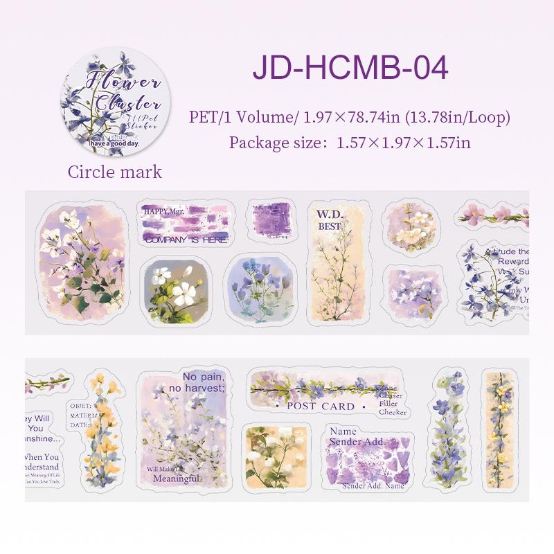 50mm*200cm Flower Cluster Series Vintage Plant Floral Landscape PET Tape Creative DIY Journal Material Collage Stationery