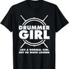 Funny Drummer Art For Girls Women Drumming Drum Set Drummer T-Shirt