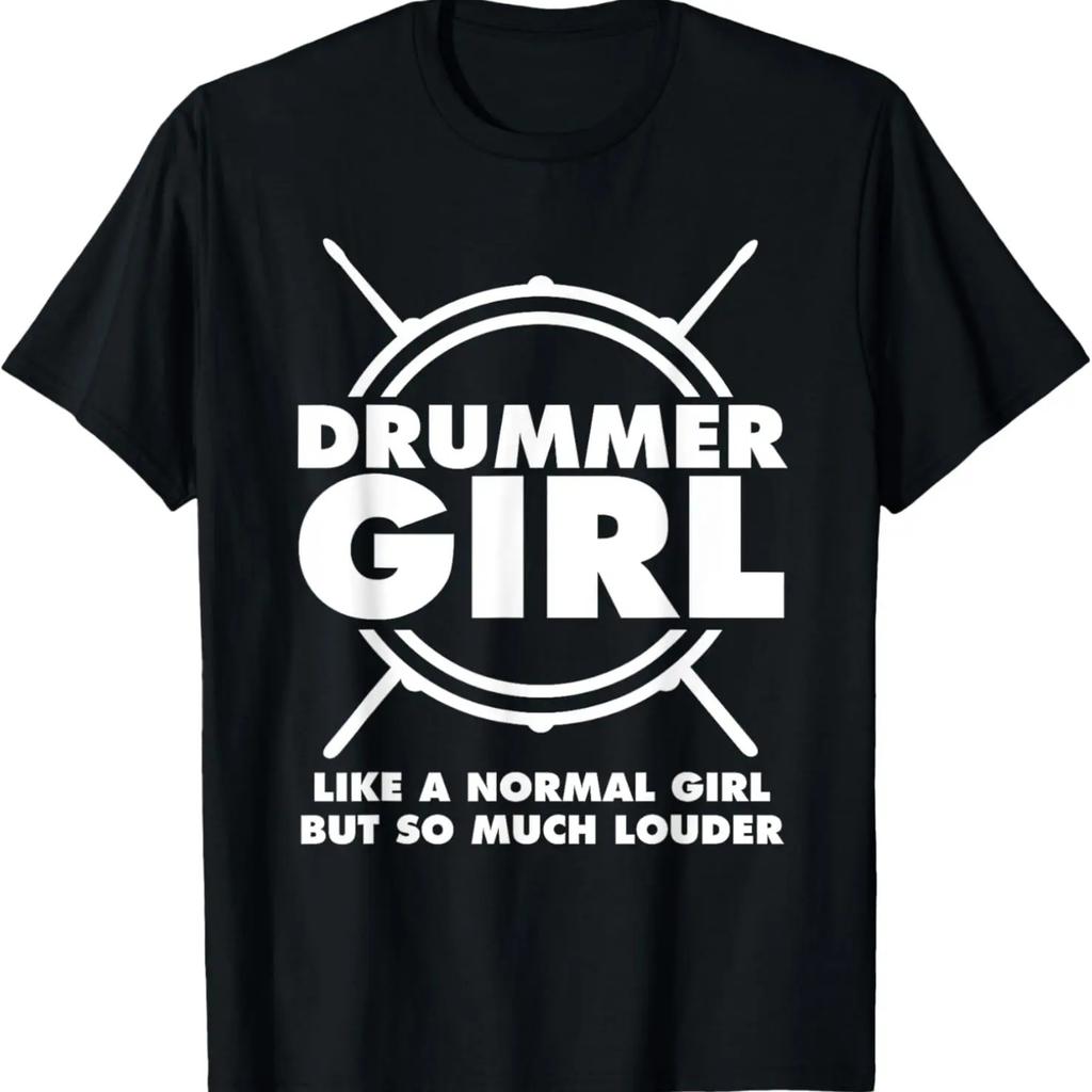 Funny Drummer Art For Girls Women Drumming Drum Set Drummer T-Shirt