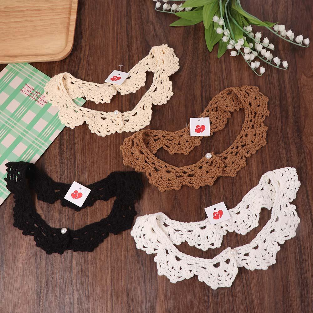 Detachable Knitted Scarves Round Neck Blouse Shoulders Fake Collar Hollow Out Crochet Shawl  Summer
