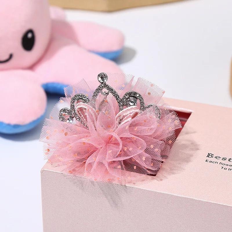 Barnens Kronspännen Kvinnlig Nät Hårnål Flicka Liten Krona Ordklämma Huvudklämma Strass Temperament Skadar Inte Håret