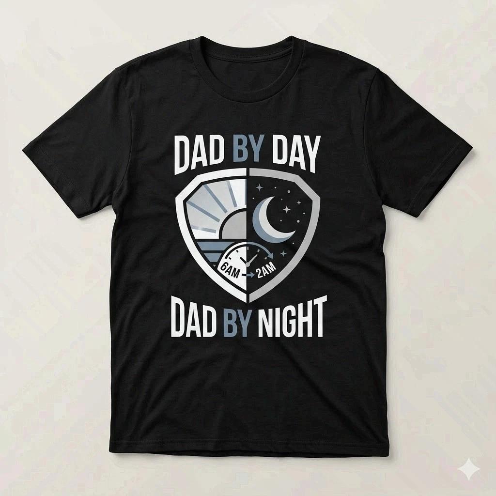 Dad By Day Dad By Night Funny Exhausted Dad Father’s Day Tee XXXL