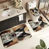 Cute Cat 3D Pattern 3Pcs Bathroom Rug Set, Non Slip Absorbent Bath Mat, Contour Mat & Toilet Lid Cover, Bathroom Decor