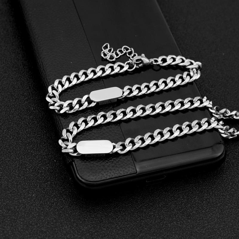 Kedja Titan Halsband Ovalt Halsband Hip-hop Titan Halsband för Män och Kvinnor Älskare