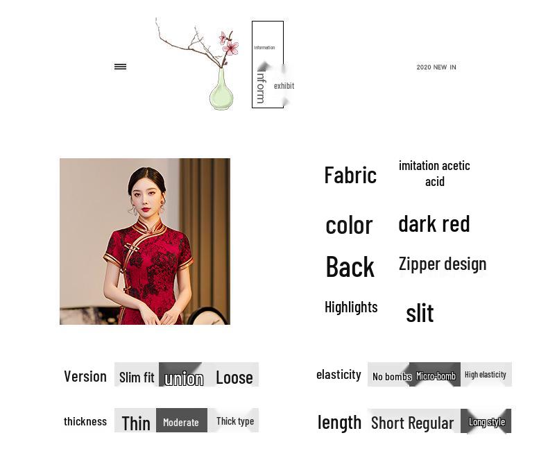 318 Snygg Lång Cheongsam - Vår/Sommar Förbättrad Design för Banketter & Vardagsbruk