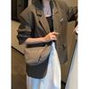Vintage Croissant Bag for Girls Top-Grain Cowhide Versatile Crossbody, Ladies' Trendy Everyday Carry with Multiple Pockets