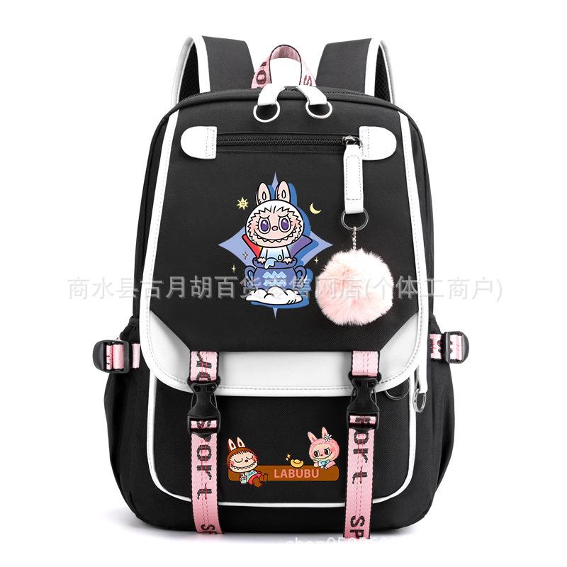 School Bag Printed Backpack USB Port Anime Cartoon Student Large Capacity Canvas Bag