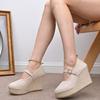 High Heeled Single Shoes Fashion Round Toe Shallow Mouth One Line Slip with Cloth Surface Platform Anti-Slide Heel Shoes