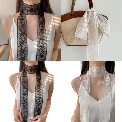Flower Embroidered Neckerchief Sophisticated Unique Scarves Beautiful Lace Scarf Suitable for Various Event