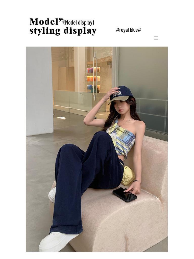 2024 Women's Hong Kong Retro High-Waist Wide-Leg Jeans: Autumn Loose Fit, Slimming Salt System, Casual Street Style
