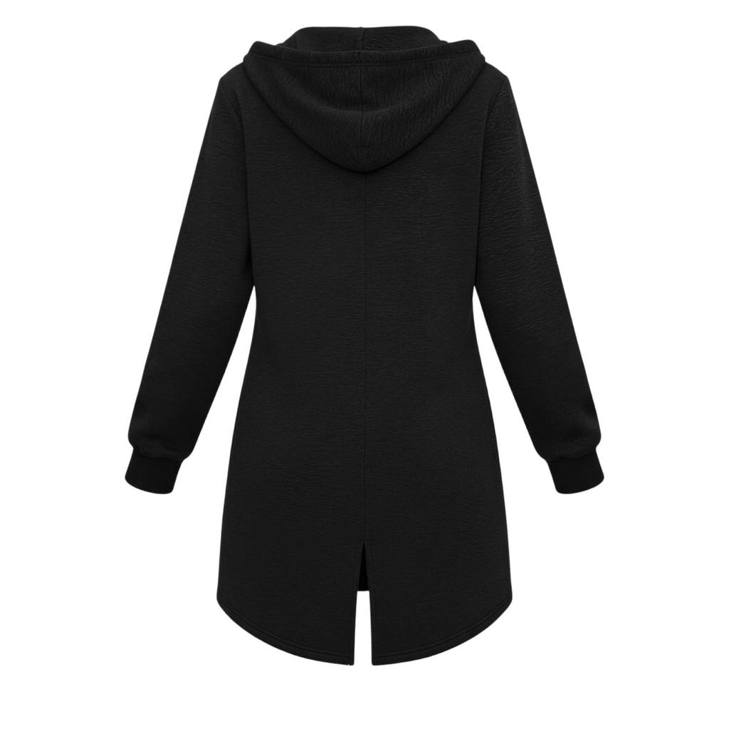 Women's Long Zip Up Hoodie Jacket Loose Fit Casual Outerwear with Pockets Lightweight Hooded Coat for Everyday Wear