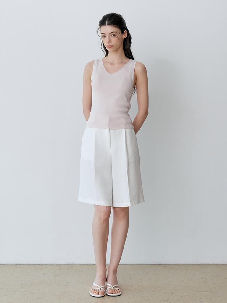 LE STUDIO Pintuck Wide Half Slacks (Iv)