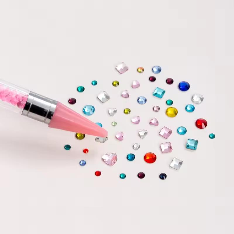 Pic à Strass à Cire pour Ongles Stylo à Points Stylo à Cire Double Pointe pour Strass Pointe Outil d'Art pour Ongles Cristal & Pierre Précieuse pour Manucure DIY