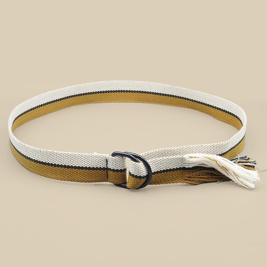 Korean version of fashionable simple and versatile double ring buckle canvas women's belt student casual lazy decorative jeans belt wholesale