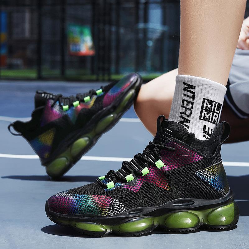 New Air Cushion Men'S Casual Sports Shoes Socks Shoes Shock Absorption Lightweight Running Shoes Actual Basketball Shoes Men