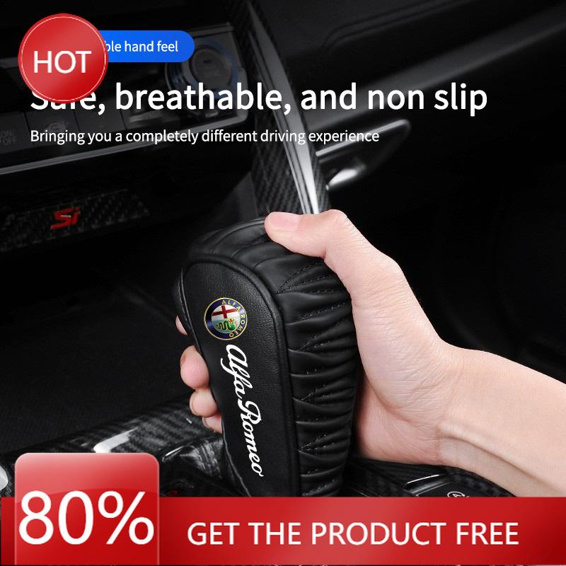 For Alfa Romeo Ri1Hub Caps Leather Car Shift Handle Cover Center Control Gear Shift Cover For Alfa Romeo Giulia Stelvio Giulietta 156 159 147 Mit