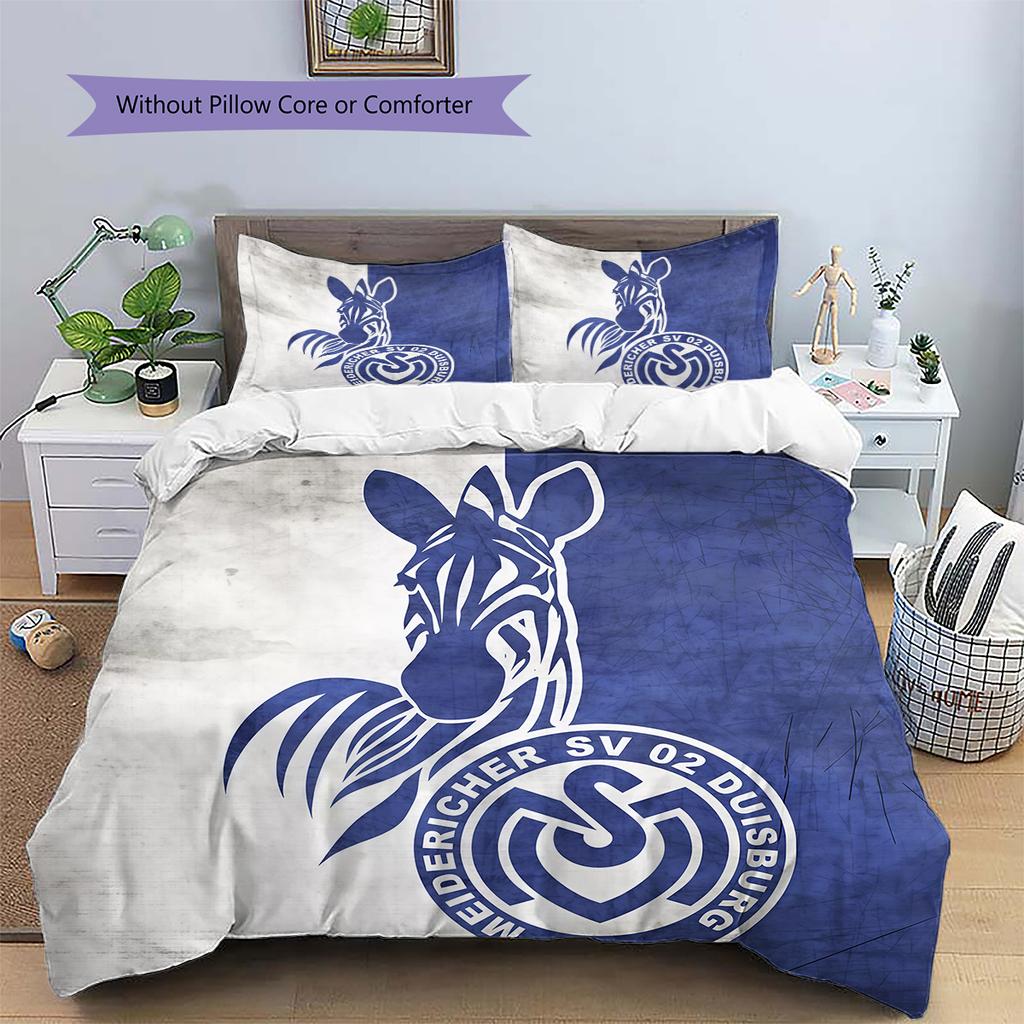 MSV Duisburg Pattern Bedding Home Decoration Birthday Gift (1 * Duvet Cover + 2 * Pillowcase, Without Core)