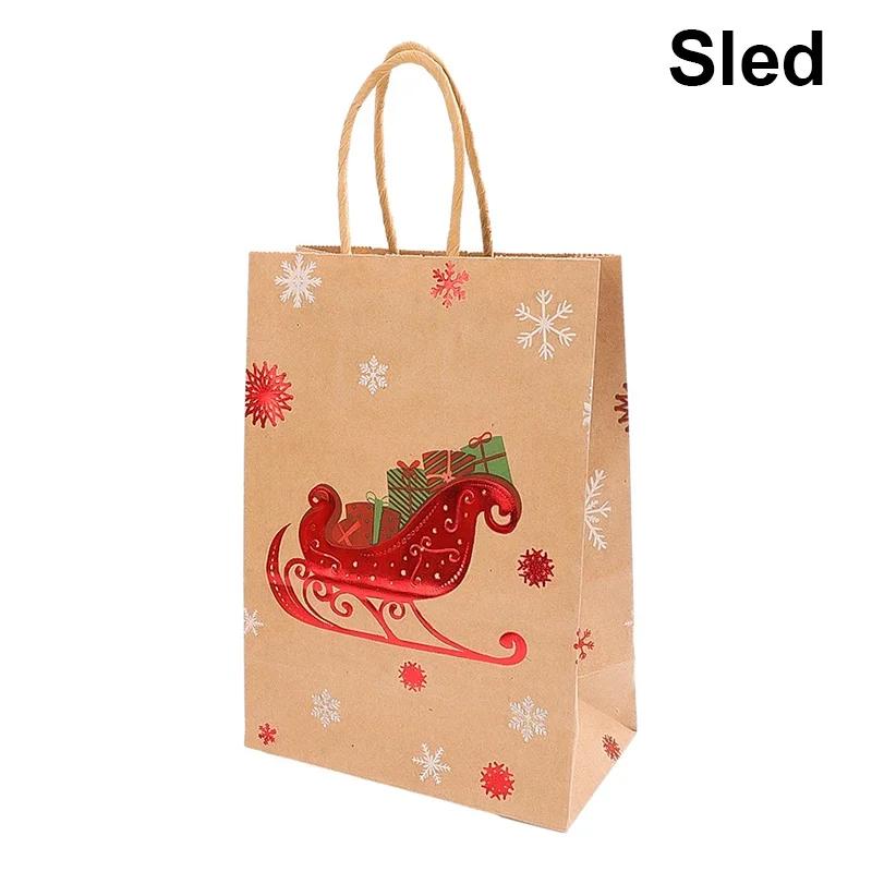 20/1PCS Christmas Kraft Paper Bags Santa Claus Snowman Candy Cookie Packaging Bag Gift Packaging Pouch Party Home Decor Supplies