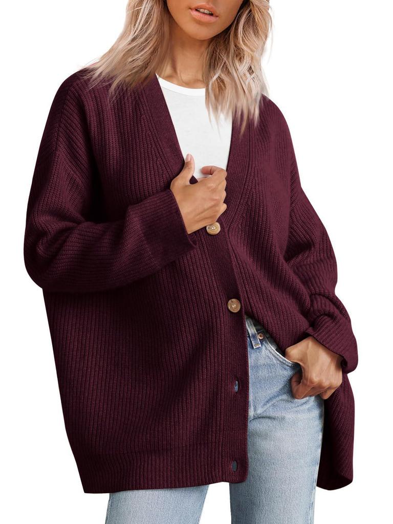 European Style Women's V-Neck Solid Color Sweater 2024
