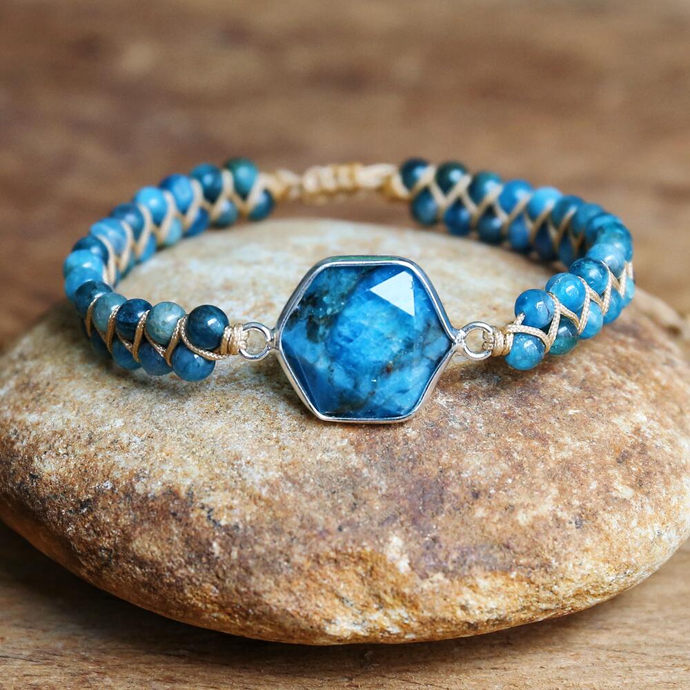 4mm Apatite Beads Handmade Charm Bracelets Natural Stone String Braided Bracelets Bohemia Yoga Friendship Couple Bracelet Gift