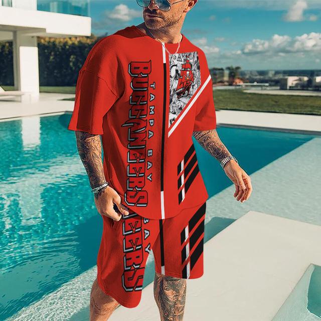 Tricou la modă pentru bărbați, cu pantaloni scurți, în stil stradal de vară - imprimeu 3D, croială largi, hip hop la modă