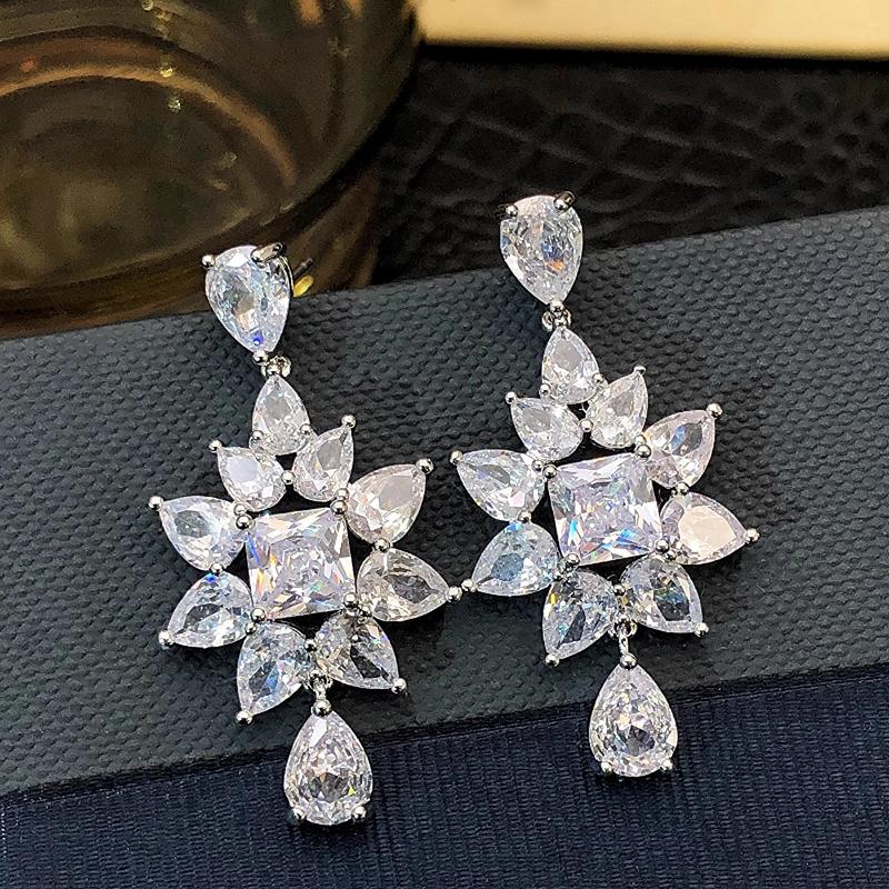 Xiaomi Huitan Sparkling Women Drop Earrings Fashion Party Daily Accessories Full Bright CZ Elegant Fancy Jewelry for Wedding Engagement
