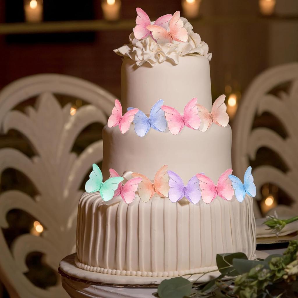 48pcs Paper Butterfly Birthday Decorations Multiple Colors Lightweight Butterfly Topper for Birthday Anniversary Wedding Party
