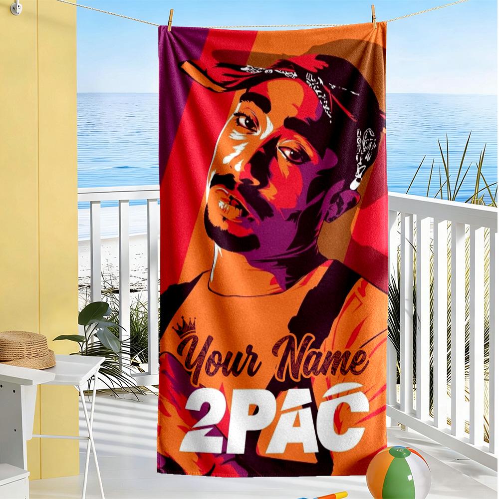2pac Customized Name Beach Towel High Absorbency & Quick-Dry Portable for SwimmingBeachCamping Travel Beach AccessoriesGym