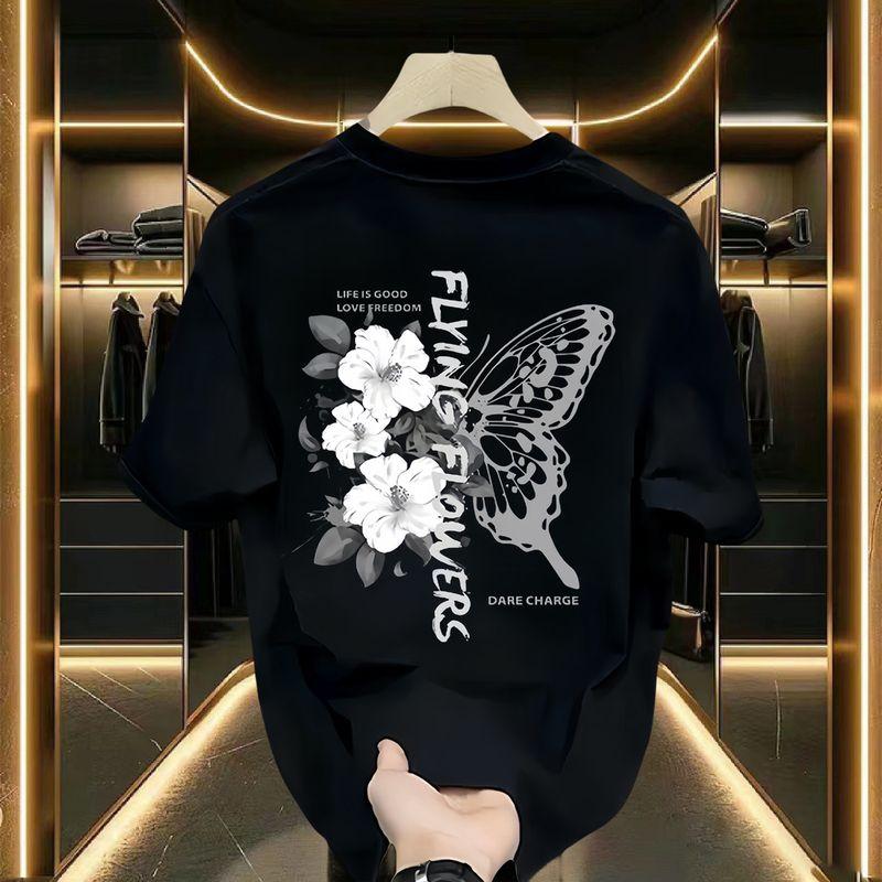 Trendy Brand Printed Short Summer 2024 New Half Sleeved Trendy Versatile Top For Unisexs Round Neck Tshirt